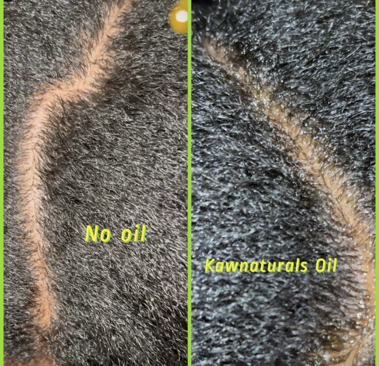 Edges with no oil vs Kawnaturals oil