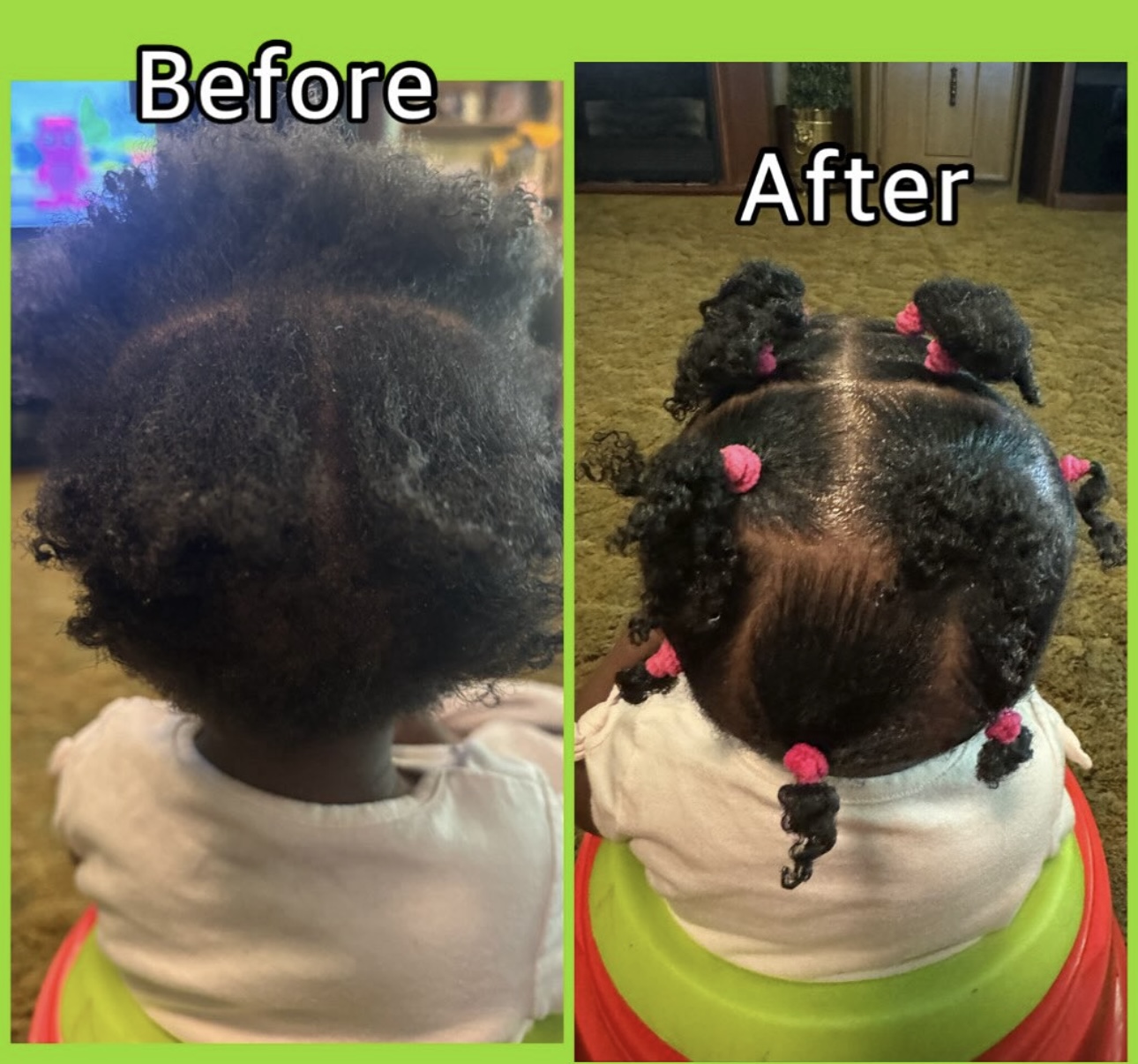 Before and after toddler hair growth
